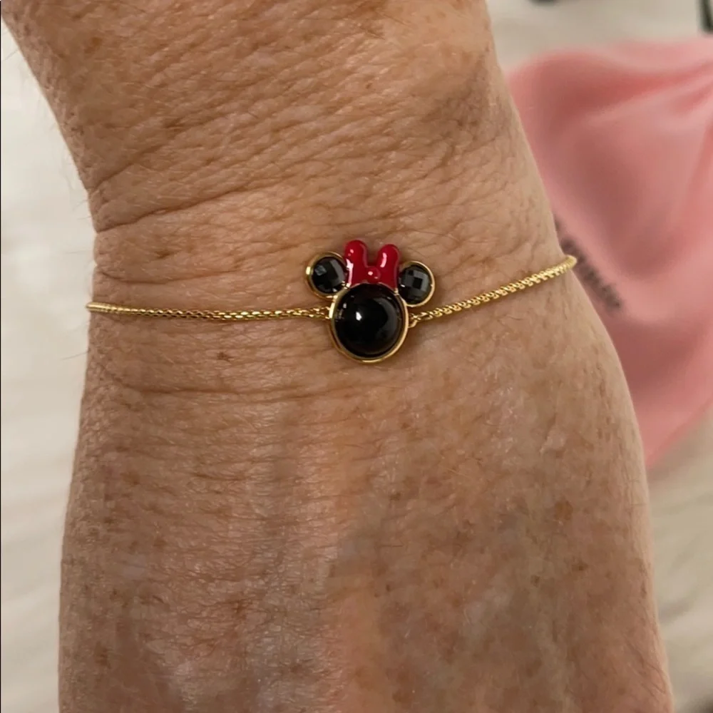KATE SPADE NEW YORK MINNIE MOUSE SLIDE ADJUSTABLE BRACELET GOLD CZ DISNEY - Picture 5 of 7